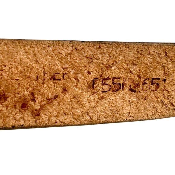 Vintage Western Basket Weave Brown Tooled Leather Belt 36 38 Brass-Plated Buckle - Picture 5 of 8